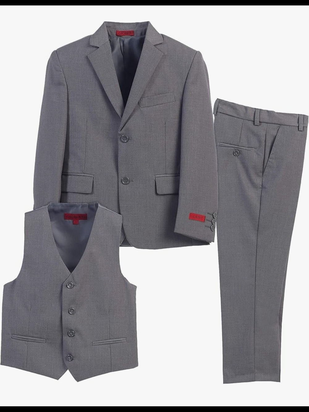 Classic Boys Grey 3-Piece Suit Set with Vest
